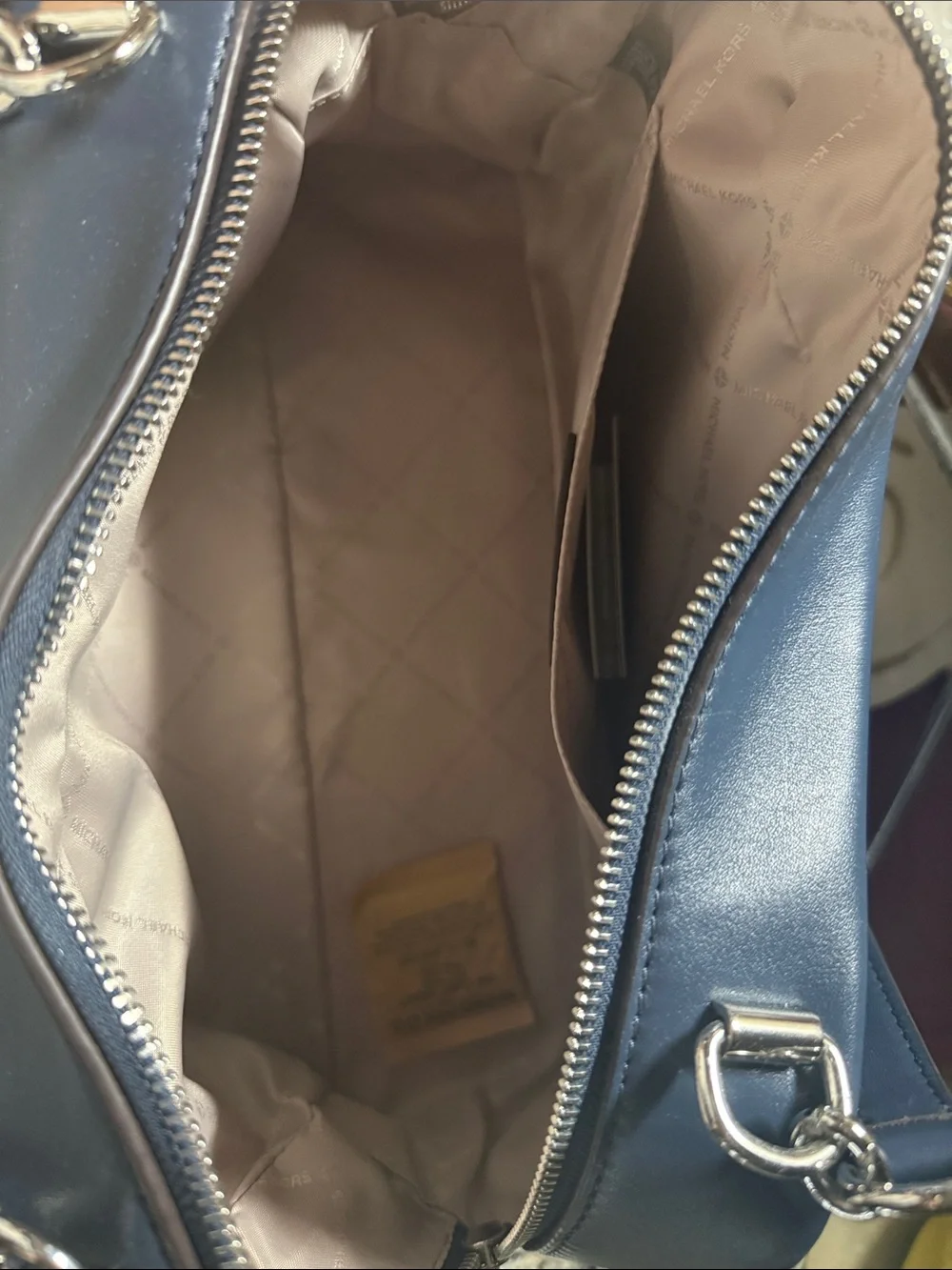 Michael Kors Black MK Logo Dome Satchel Navy blue